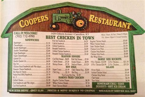 coopers menu